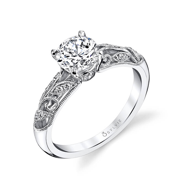 Vintage Inspired Round Diamond Engagement Ring